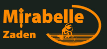 Visual identity of the sign MirabelleZaden. Orange logo on a green background representing a farmer planting seeds on his knees in his field | Hybrid seeds